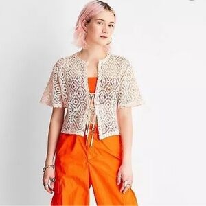 Future Collective Crochet Cropped Cardigan